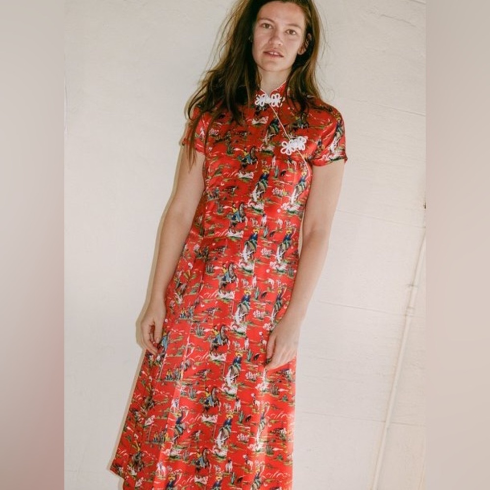 Suzanne Rae silk dress western Qixpao mix
